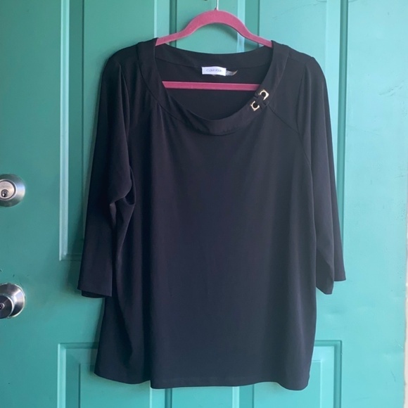 Calvin Klein size 0X black blouse top - Picture 2 of 12